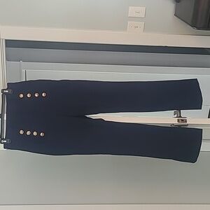 Rachel Zoe navy blue dress pants with gold buttons